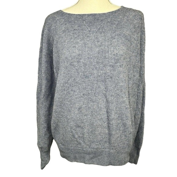 J Crew Blue Waffle Knit Merino Wool Blend Sweater Size XS Relaxed Fit - Picture 1 of 12